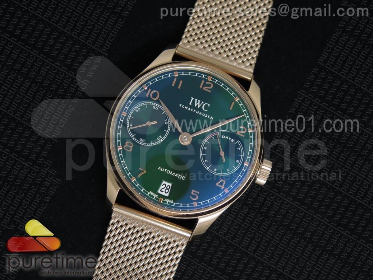 YL공장 IWC 포르투기저 5001 그린다이얼 로즈골드 / 브슬 Portuguese Real PR IW5001 RG YLF Green Dial on RG Mesh Bracelet A52010 V4