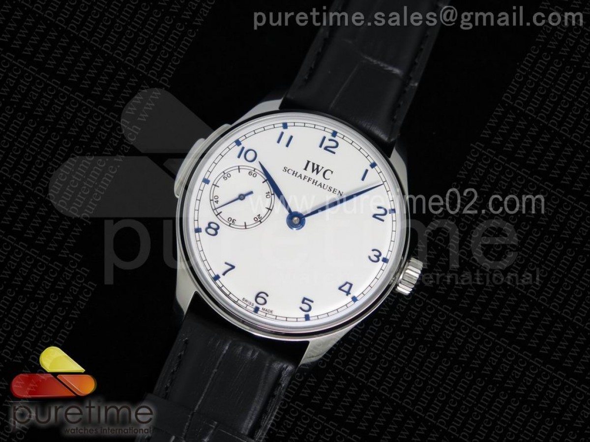 YL공장 IWC 포르투기저 NEW 5242 화이트다이얼 블루마크  / 가죽 Portuguese SS IW5242 YLF White Dial Blue Markers on Black Leather Strap A95290