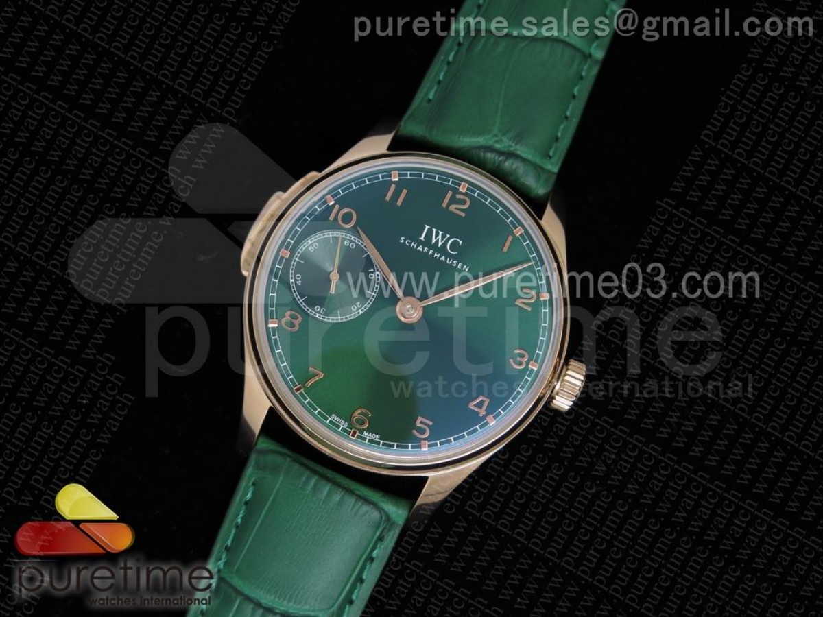 YL공장 IWC 포르투기저 5242 그린다이얼 로즈골드 / 가죽 Portuguese RG IW5242 YLF Green Dial Gold Makers on Green Leather Strap A95290