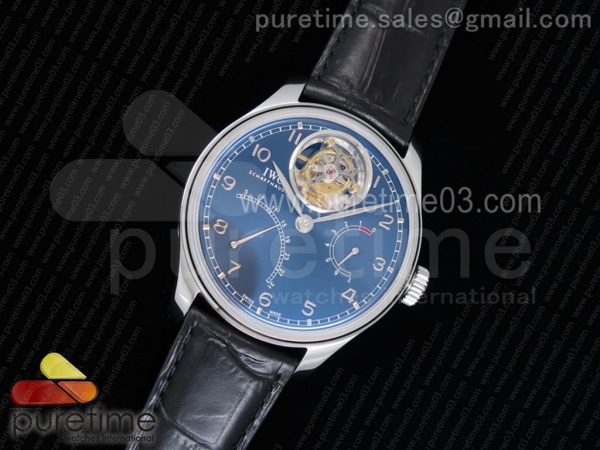 YL공장 IWC 포르투기저 5046 뚜르비옹 블루다이얼 / 가죽 Portuguese Tourbillon IW5046 SS YLF Best Edition Blue Dial on Black Leather Strap