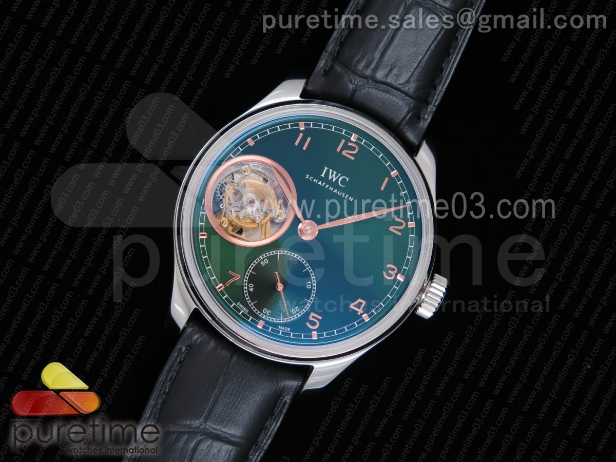 YL공장 IWC 포르투기저 5463 뚜르비옹 그린다이얼 로즈골드마크 / 가죽 Portuguese Tourbillon IW5463 SS YLF Best Edition Green Dial RG Markers on Black Leather Strap A98900