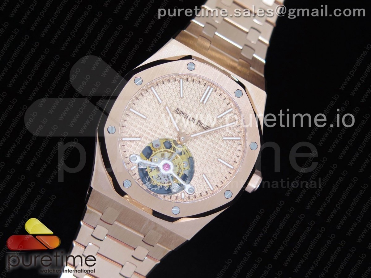 오데마피게 로얄오크 로즈골드 뚜르비옹 로즈골드 텍스트 다이얼 / 브슬 Royal Oak RG Tourbillon Rose Gold Textured Dial on SS Bracelet