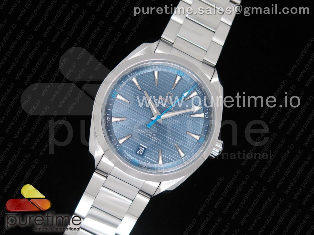 VS공장 오메가 아쿠아테라 150M  Aqua Terra 150M Master Chronometers VSF 1:1 Best Edition Light Blue Dial Blue Hand on SS Bracelet A8900 Super Clone