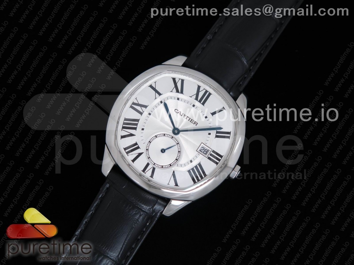 GS공장 까르띠에 드라이브드 Drive de Cartier SS GSF 1:1 Best Edition White Textured Dial on Black Leather Strap A23J
