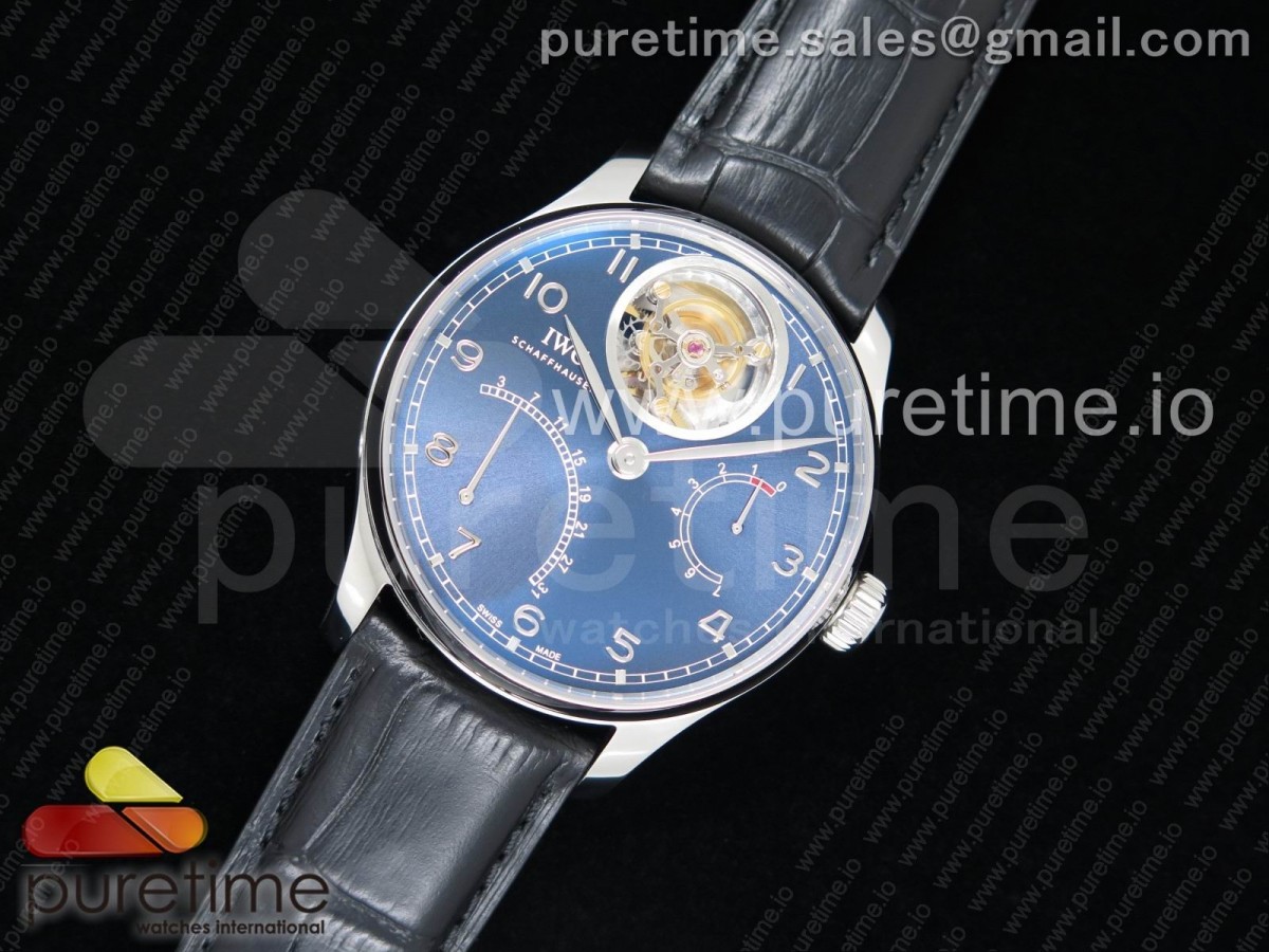 ZF공장 IWC 포르투기저 투어빌론 504602 Portuguese Tourbillon IW504602 SS ZF Best Edition Blue Dial on Black Leather Strap