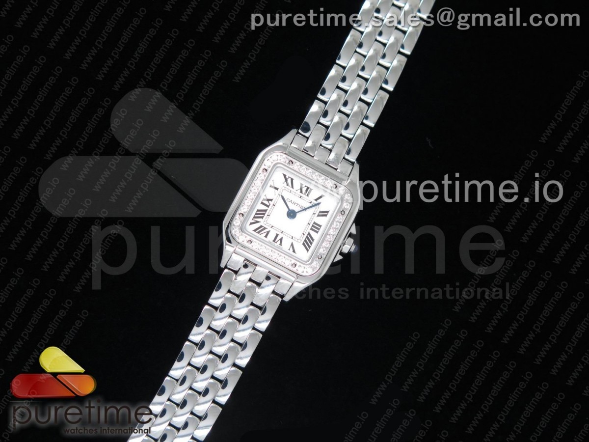 K11 까르띠에 팬더 22MM Panthère Secrete Ladies 22mm SS Diamonds Bezel K11 1:1 Best Edition White Dial on SS Bracelet Ronda Quartz