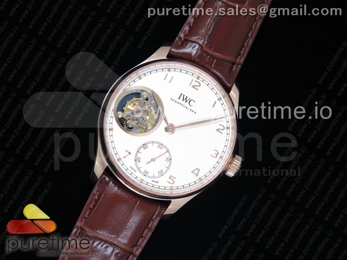 ZF공장 IWC 포르투기저 투어빌론 Portuguese Tourbillon IW5463 RG ZF Best Edition White Dial on Brown Leather Strap