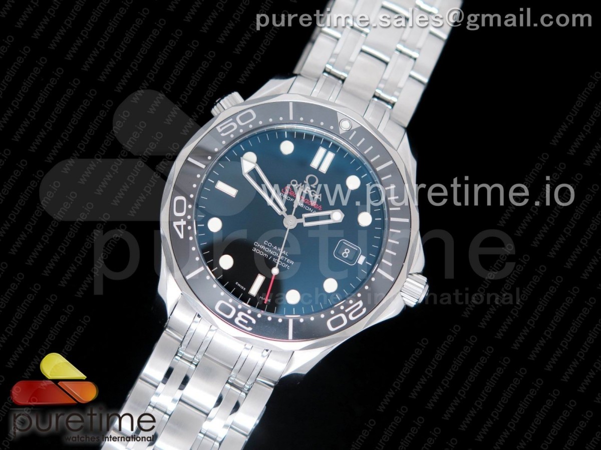 MK공장 오메가 씨마스터 다이버 300M V4 Seamaster 300M Chronometer SS MKF 1:1 Best Edition Ceramic Bezel Blue Dial on SS Bracelet A2824 V4