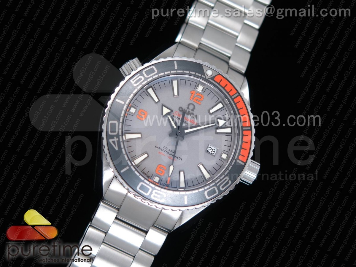 OM공장 오메가 플래닛오션 42mm 블랙오렌지 그레이다이얼 / 브슬  Planet Ocean 42mm SS OMF 11 Best Edition BlackOrange Bezel Gray Dial on SS Bracelet A8900 (Black Balance Wheel)