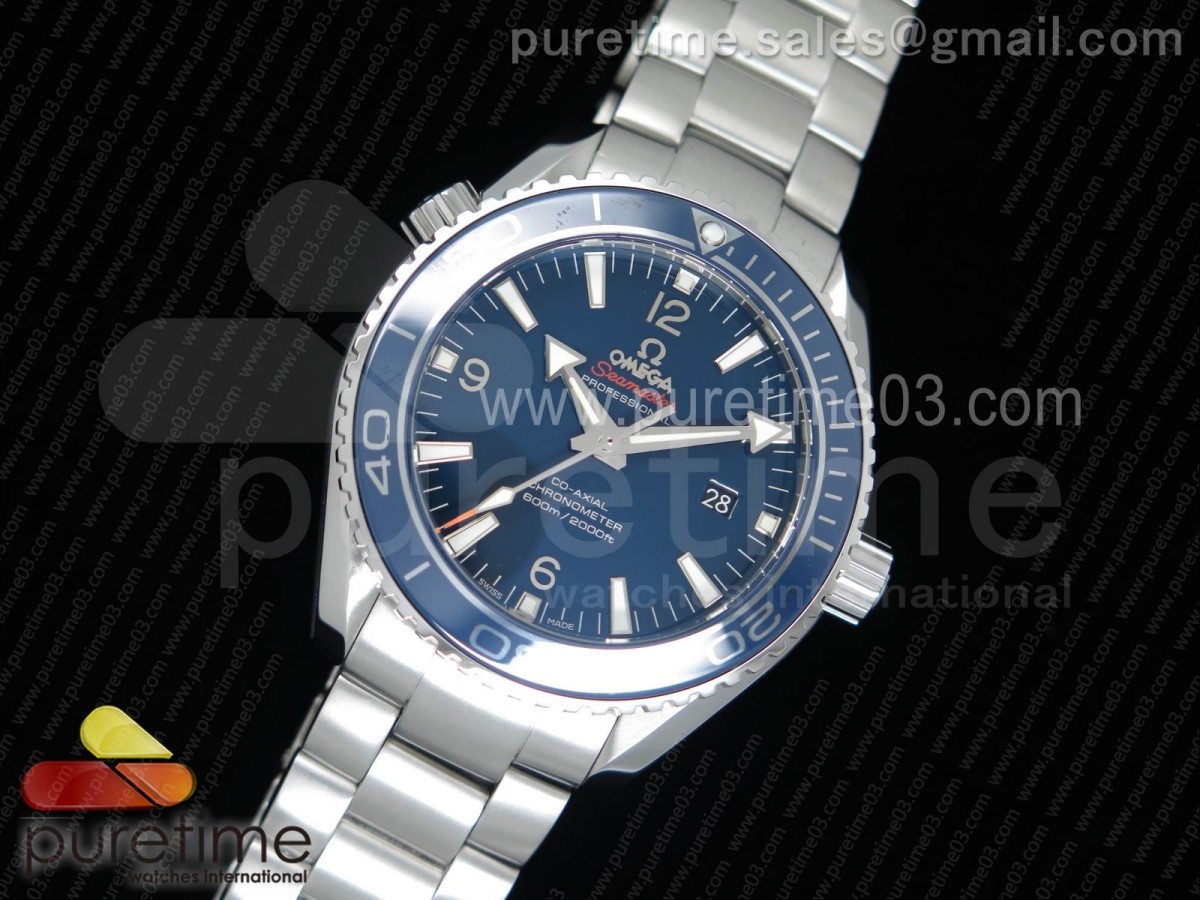 OM공장 오메가 플래닛오션 45mm 블루베젤 / 브슬  Planet Ocean Professional Blue Liquidmetal Bezel 45mm 11 OMF Best Edition on SS Bracelet A8500 (Black Balance Wheel)