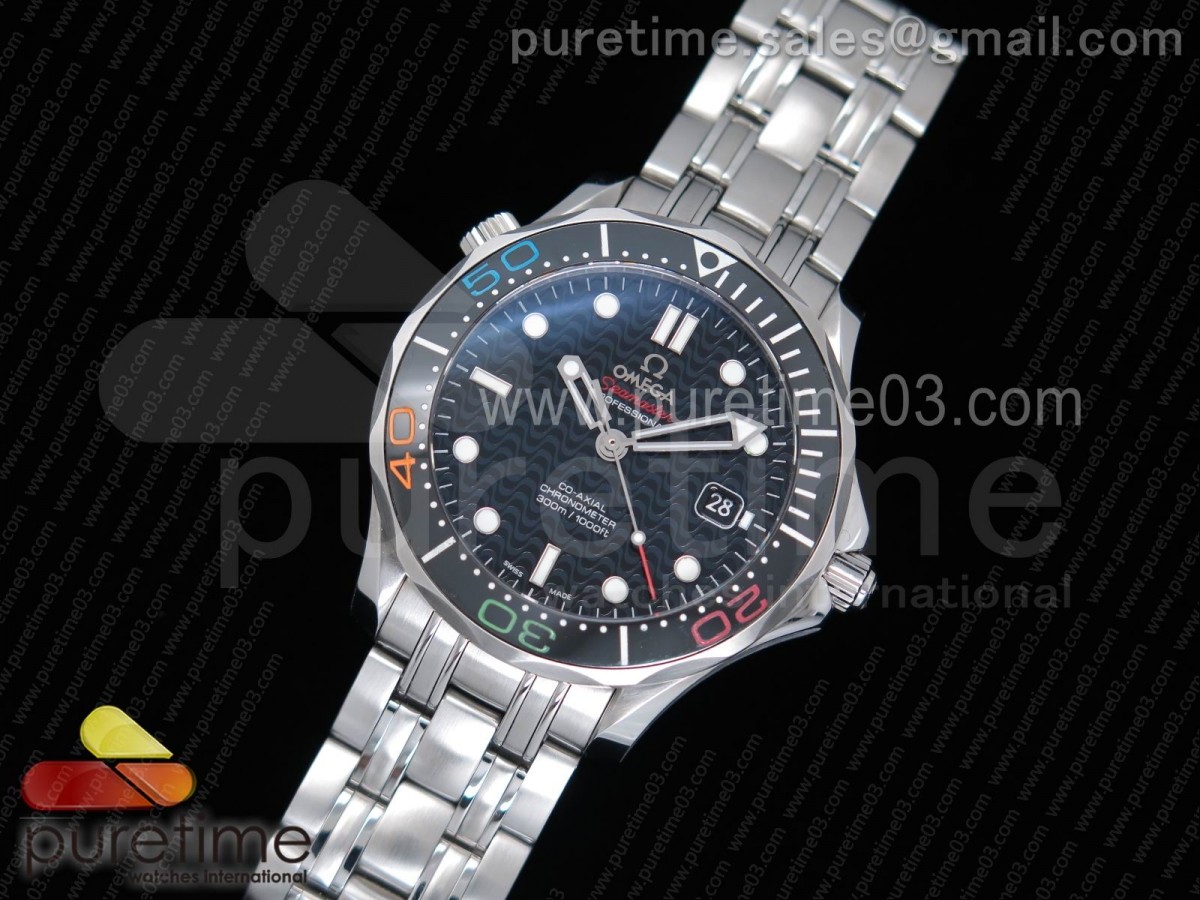 OM공장 오메가 씨마스터 리오 2016 / 브슬  Seamaster 300M Chronometer SS Rio 2016 OMF 11 Best Edition on SS Bracelet A2824 (Black Balance Wheel)