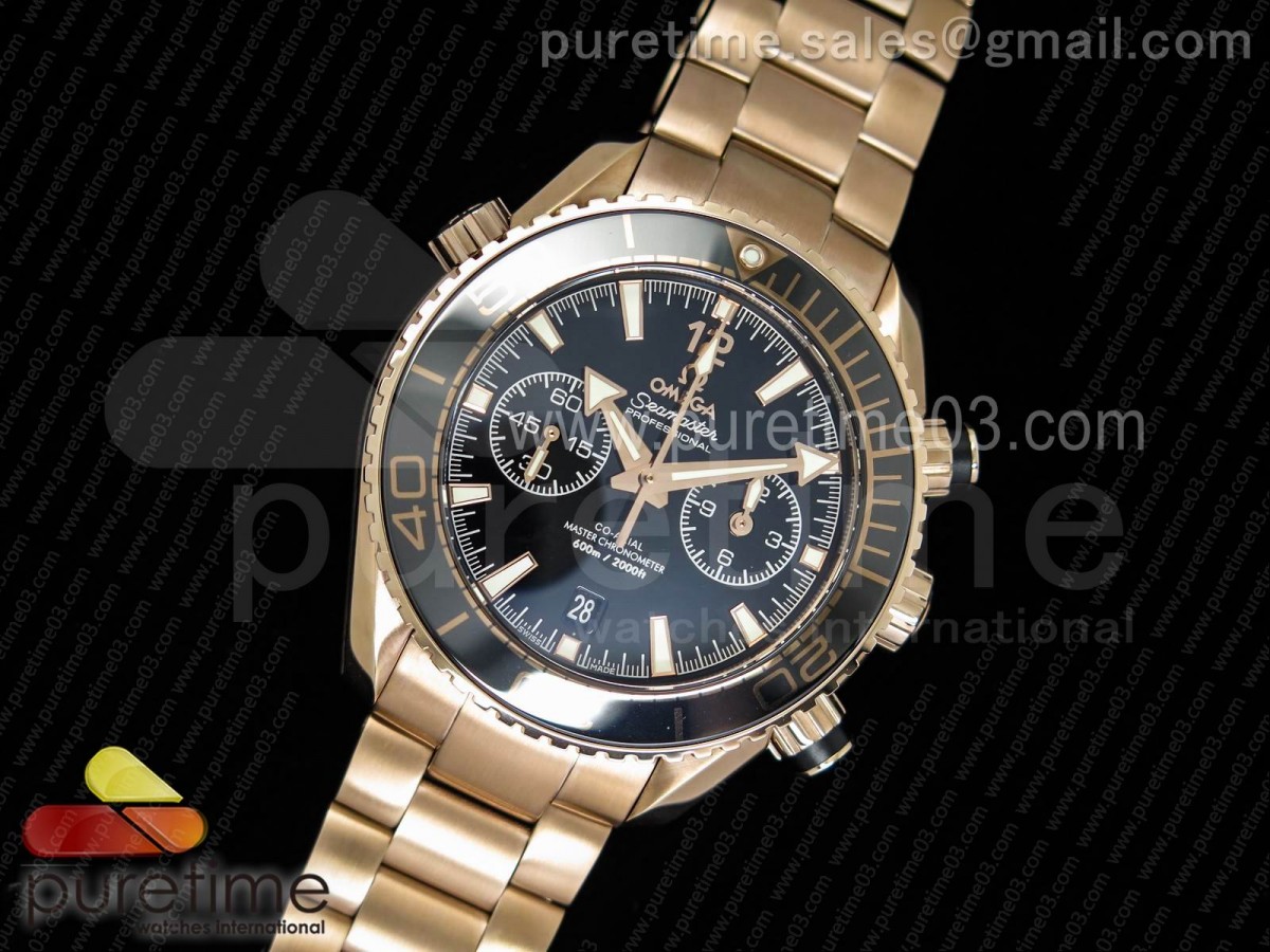 OM공장 오메가 플래닛오션 로즈골드 블랙다이얼 / 금통 브슬  Planet Ocean Master Chronometer OMF RG Black Polished Bezel Black Dial on RG Bracelet A9901 (Black Balance Wheel)
