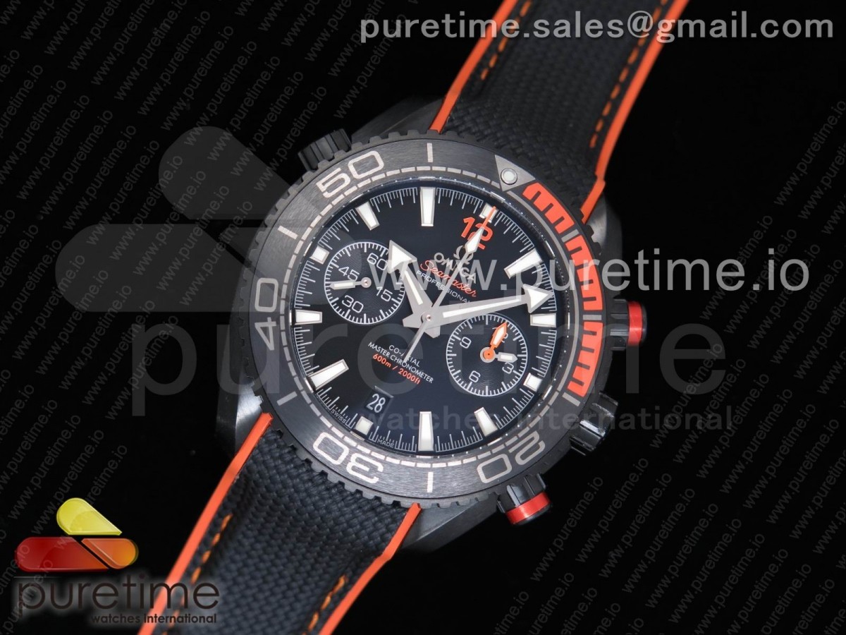 OM공장 오메가 플래닛오션 블랙오렌지 / 나토스트랩  Planet Ocean Master Chronometer OMF DLC BlackOrange Bezel Black Dial on Black Nylon Strap A9900 (Black Balance Wheel)
