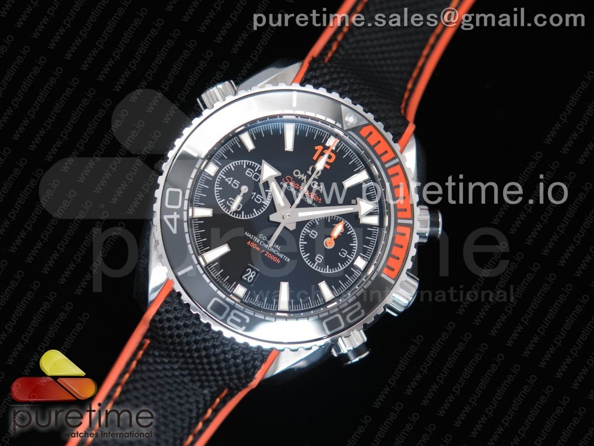 OM공장 오메가 플래닛오션 블랙오렌지 블랙 다이얼 / 나토스트랩  Planet Ocean Master Chronometer OMF SS BlackOrange Polished Bezel Black Dial on Black Nylon Strap A9900 (Black Balance Wheel) V2