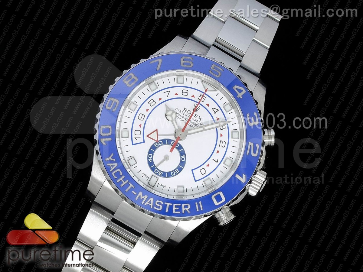 JF공장 롤렉스 요트마스터2 116680 블루 세라믹 화이트 다이얼 브레이슬릿 YachtMaster II 2017 baselworld 116680 SS Blue Ceramic JF 1:1 Best Edition on SS Bracelet A7750