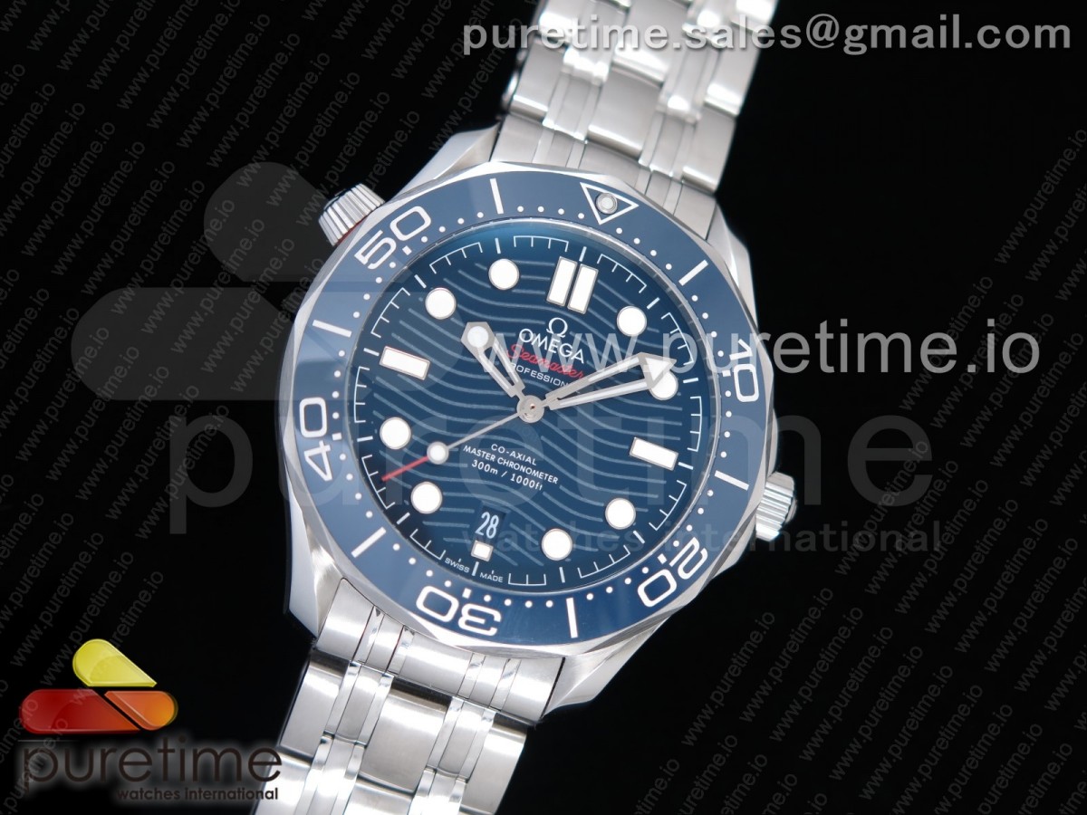 OM공장 오메가 씨마스터 다이버 300 스틸 블루 다이얼 / 2018 Seamaster Diver 300M OMF Best Edition Blue Ceramic Blue Dial on SS Bracelet A8800 (Black Balance Wheel)