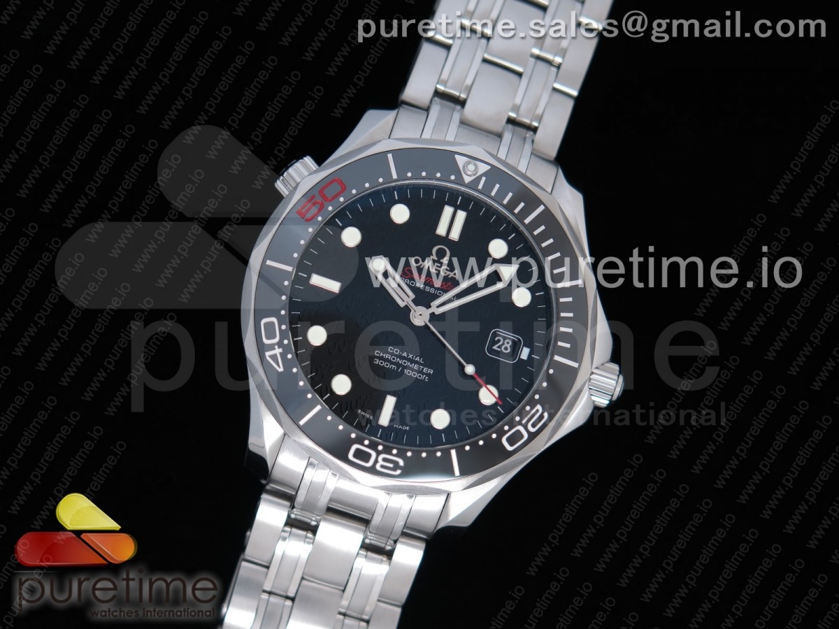 OM공장 V2오메가 씨마스터 다이버 300 007 한정판 브레이슬릿 / Seamaster 300M Chronometer SS 007 Limited Edition OMF 11 Best Edition on SS Bracelet A2824 (Black Balance Wheel) V2