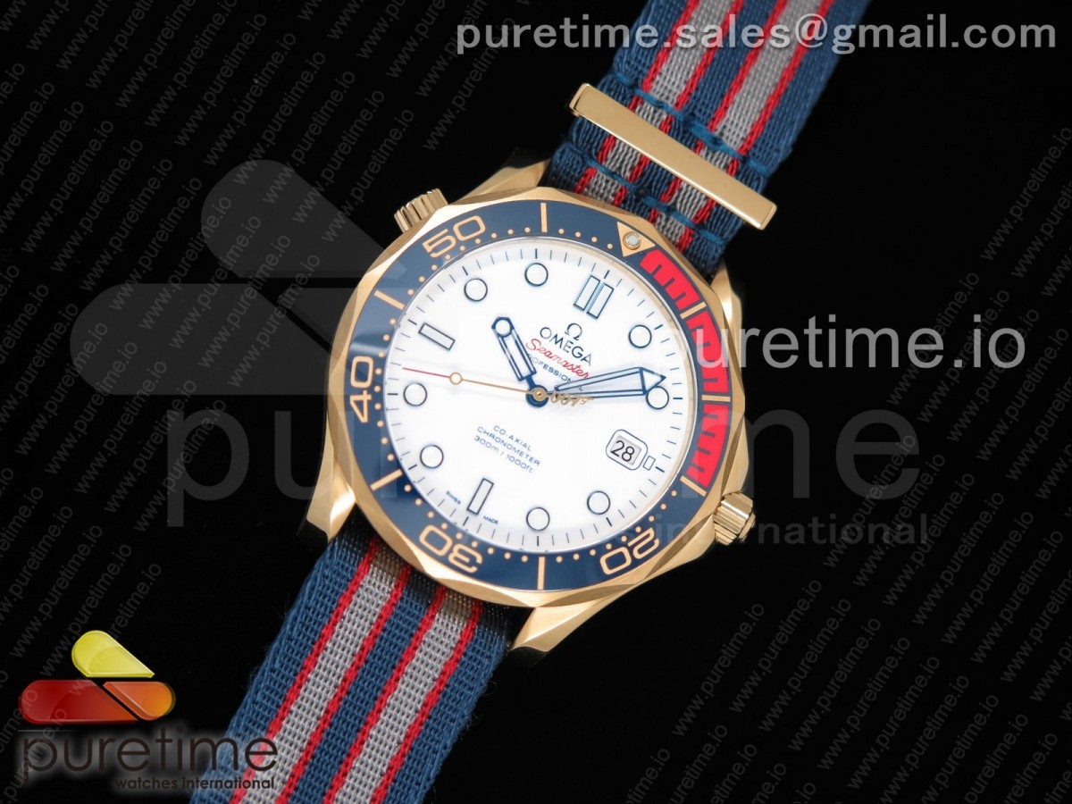 OM공장 오메가 씨마스터 다이버 300 커멘더스워처 나토 옐로우골드 / Seamaster Diver 300M YG Commander's Watch OMF Best Edition on Nylon Strap A2824
