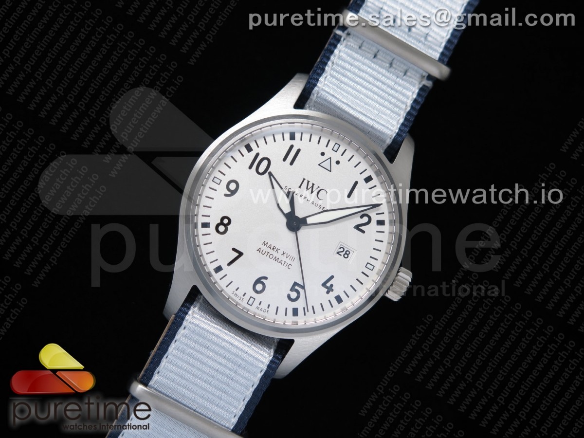 M+F공장 IWC 마크18 화이트다이얼 나일론스트랩 / Mark XVIII IW327002 SS M+F 11 Best Edition White Dial on White Nylon Strap A35111 (Free Leather)