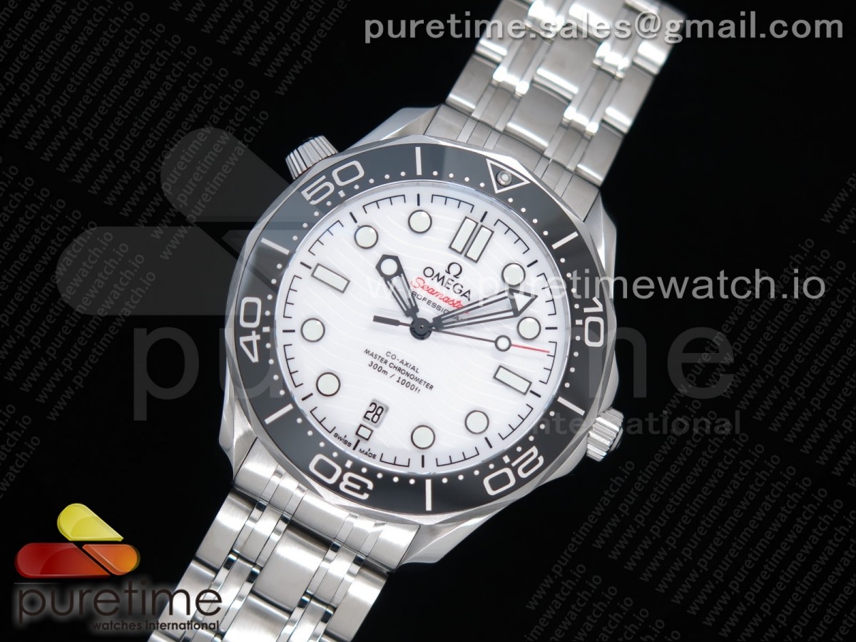OM공장 오메가 씨마스터 다이버300 화이트다이얼 브슬 / 2019 Seamaster Diver 300M OMF Best Edition Black Ceramic White Dial on SS Bracelet A8800