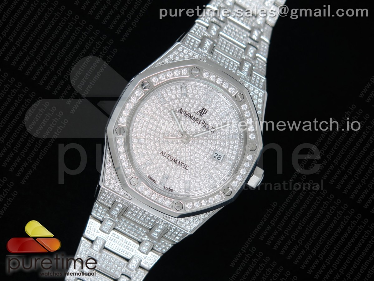 TZ공장 로얄오크 15452 풀다이어 스틸 브슬 / Royal Oak 41mm 15402 SS Full Paved Diamonds TZF Best Edition Diamonds Dial on SS Bracelet A3120