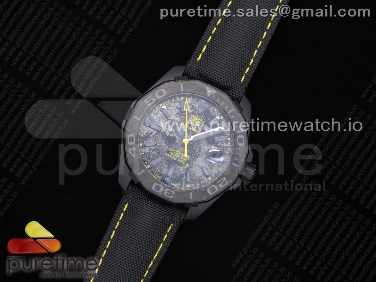 TB공장 태그호이어 아쿠아레이서 칼리버5 카본 카본다이얼 나일론 옐로우 / Aquaracer Calibre 5 Yellow Carbon TBF 11 Best Edition Carbon Dial on Nylon Strap A2824