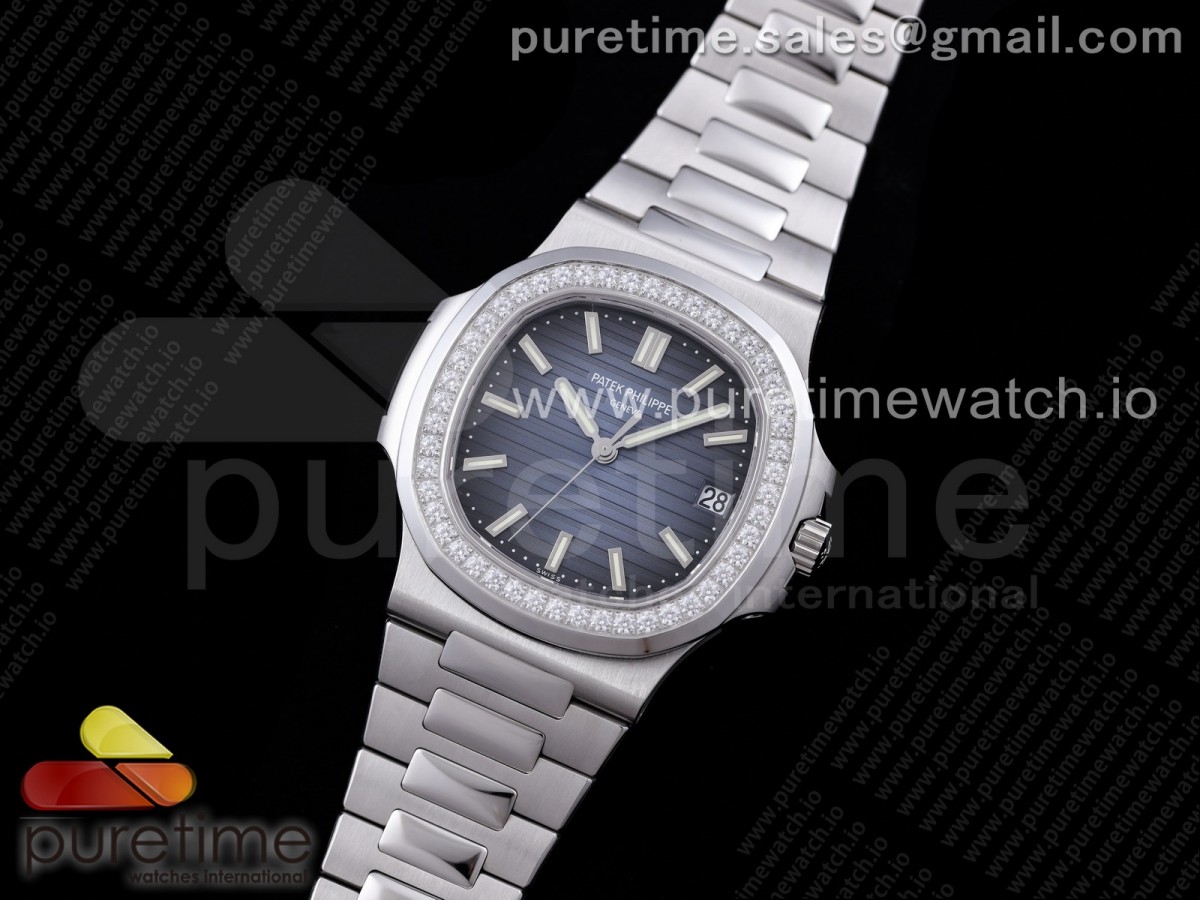 PP공장 V3 파텍필립 노틸러스 블루다이얼 다이아베젤 브슬 / Nautilus 57111A PPF 11 Best Edition Blue Dial Diamonds Bezel on SS Bracelet 324CS (Free box) V3