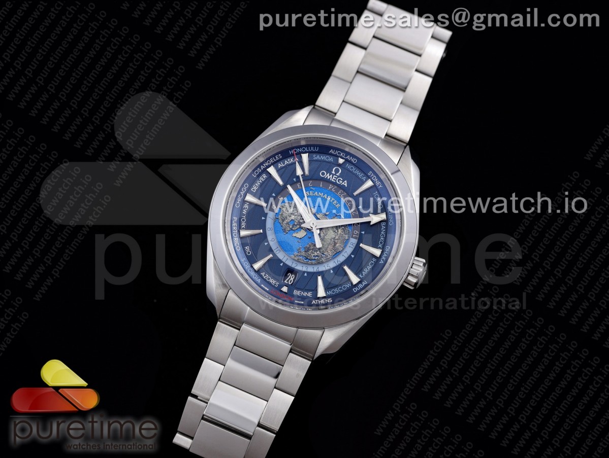 VS공장 오메가 아쿠아테라 월드타이머 블루다이얼 브슬 / Aqua Terra Worldtimer VSF 11 Best Edition Blue Dial on SS Bracelet A8938 Super Clone