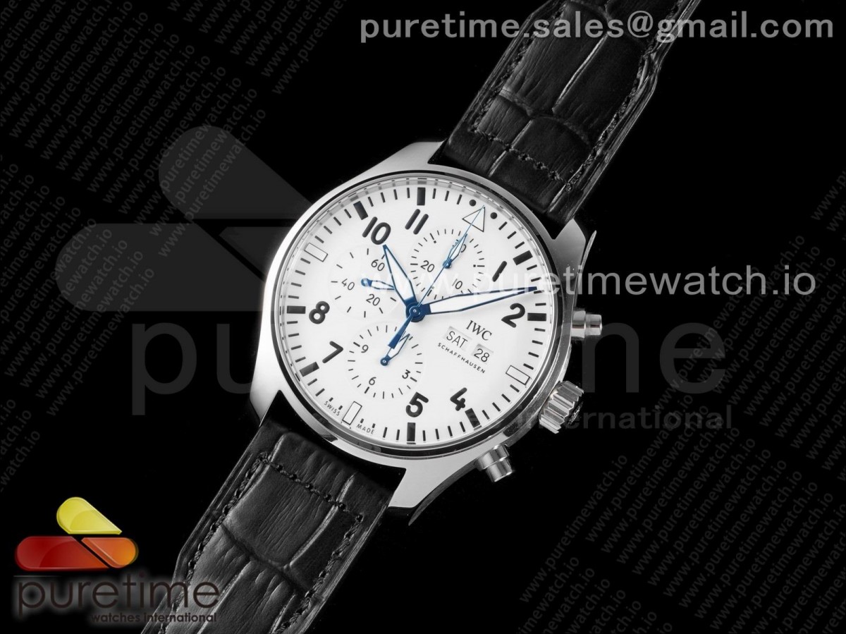 AZ공장 IWC 파일럿 377725 150년 화이트다이얼 가죽 / Pilot Chrono 377725 