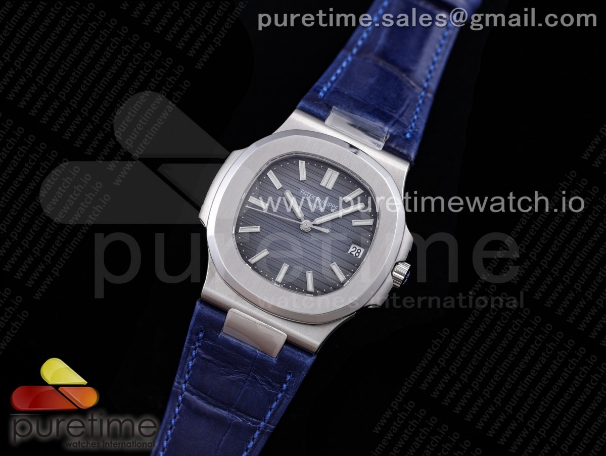 GR공장 파텍필립 노틸러스 5711 그레이블루다이얼 블랙가죽 / Nautilus 5711 SS GRF 11 Best Edition Gray Blue Textured Dial on Blue Leather Strap 324CS