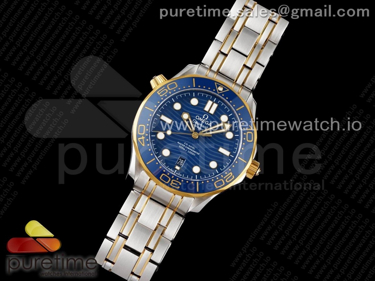 VS공장 오메가 다이버 300 옐로우골드 콤비 블루다이얼 블루 브슬 / 2018 Seamaster Diver 300M SSYG VSF 11 Best Edition YG Bezel Blue Dial on SSYG Bracelet A8800