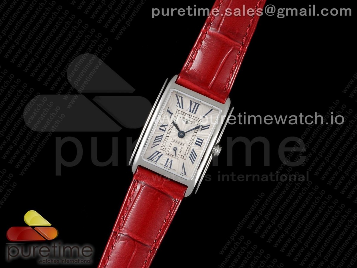 8848공장 론진 돌체비타 23MM 실버 레드 가죽 / DolceVita 23mm Ladies Watch 8848F 1:1 Best Edition White Dial on Red Leather Strap Swiss Quartz
