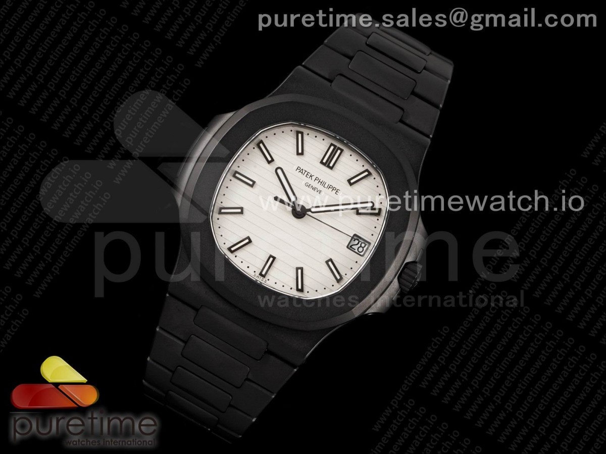 PP공장 V4 파텍필립 노틸러스 DLC PVD 화이트다이얼 / Nautilus 5711 PVD All Black PPF 11 Best Edition White Textured Dial on PVD Bracelet 324CS V4