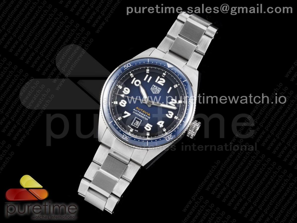 KOR공장 태그호이어 오타비아 칼리버 5 42MM 블루다이얼 브슬 + 가죽,나토 / Autavia Calibre 5 Chronometer 42mm SS V9F 11 Best Edition Blue Dial on SS Bracelet SW200 (Free Leather)