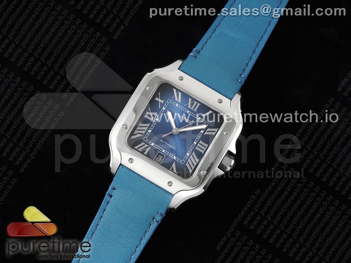 3K공장 까르띠에 산토스 드 블루다이얼 40MM 가죽 라지 / Santos de Cartier 40mm 3KF 11 Best Edition Blue Dial on Blue Leather Strap MIYOTA 9015