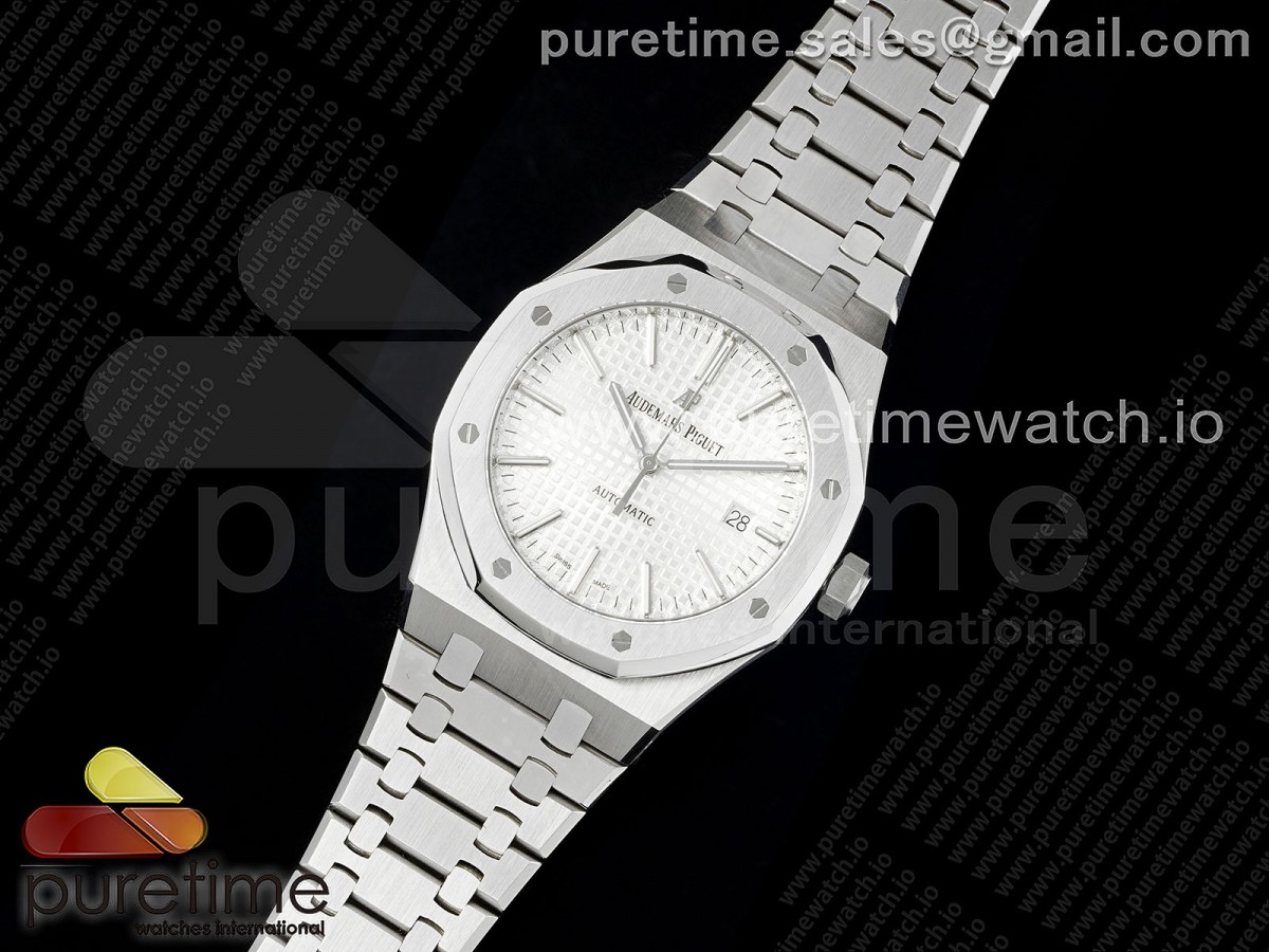 RS공장 오데마피게 로얄오크 화이트 Royal Oak 41mm 15400 SS RSF 11 Best Edition White Textured Dial on SS Bracelet A3120 Super Clone