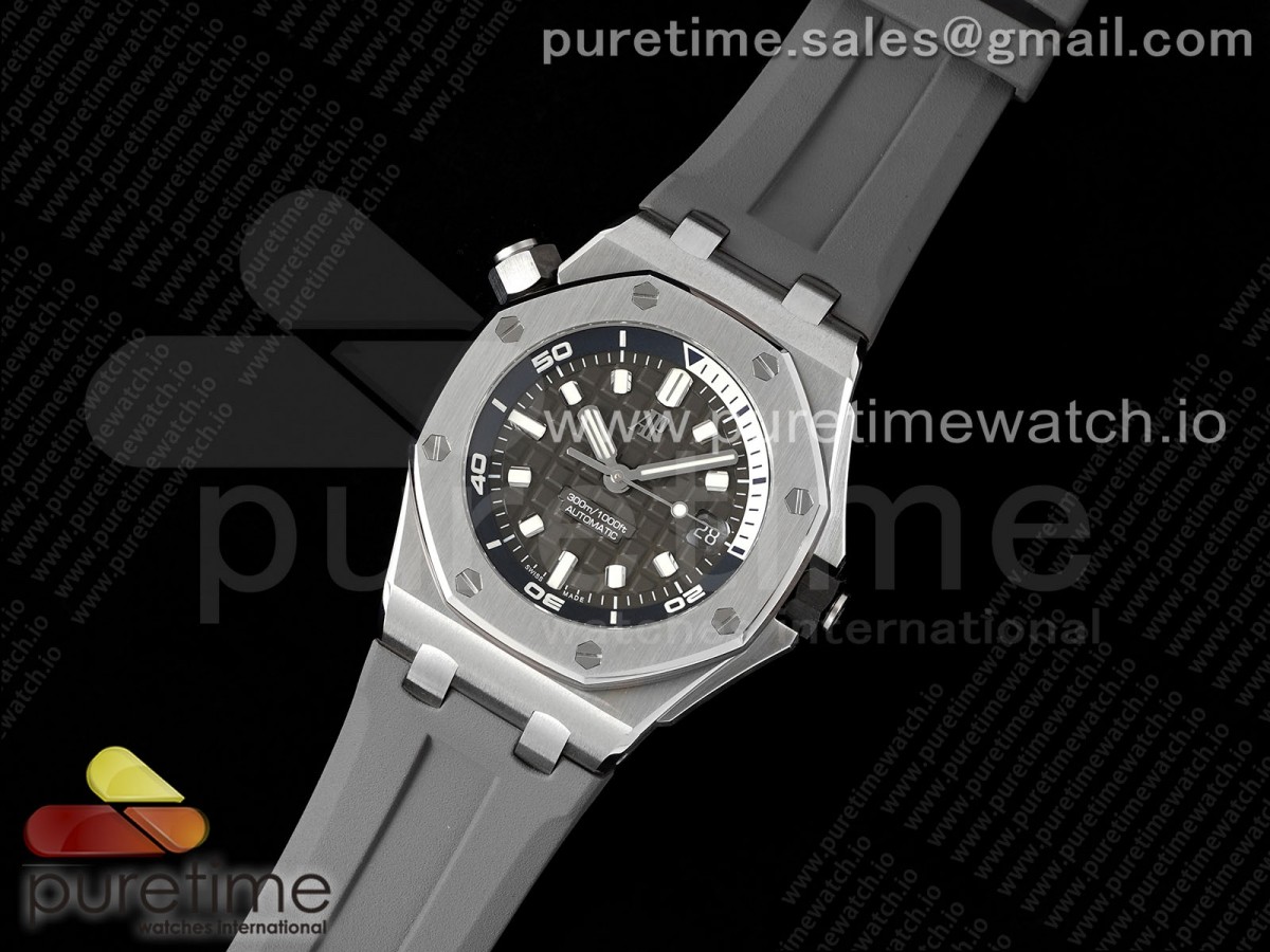 APS공장 오데마피게 로얄오크 오프쇼어 다이버 15720 그레이 Royal Oak Offshore Diver 15720 SS APSF 11 Best Edition Gray Dial on Gray Rubber Strap A4308 Super Clone