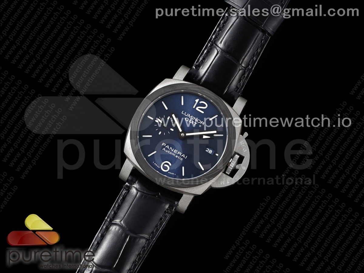 VS공장 파네라이 PAM1279 X Luminor GMT 42mm Titanium VSF 11 Best Edition Blue Dial on Black Leather Strap P.9011 Super Clone