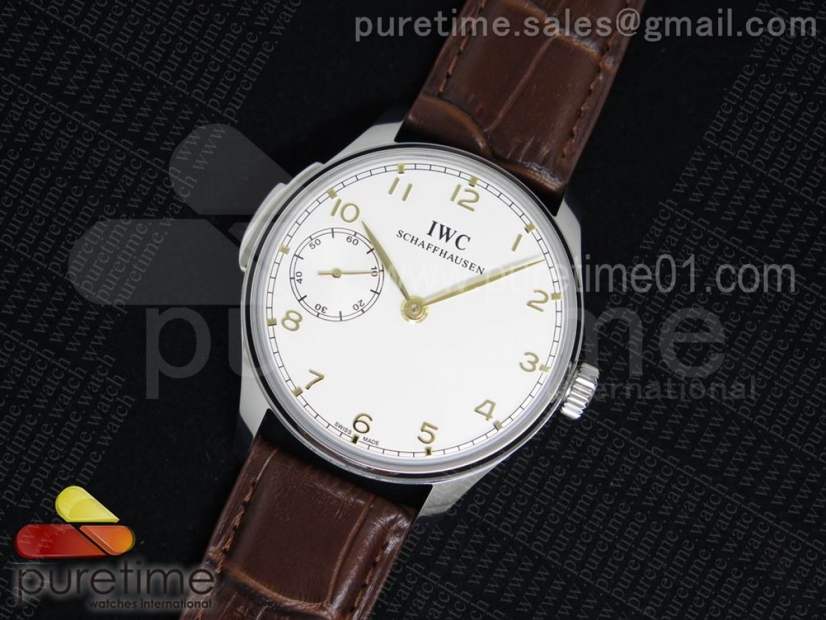 YL공장 IWC 포르투기저 5242 화이트다이얼 로즈골드 마크 / 가죽 Portuguese SS IW5242 YLF White Dial RG Markers on Brown Leather Strap A95290