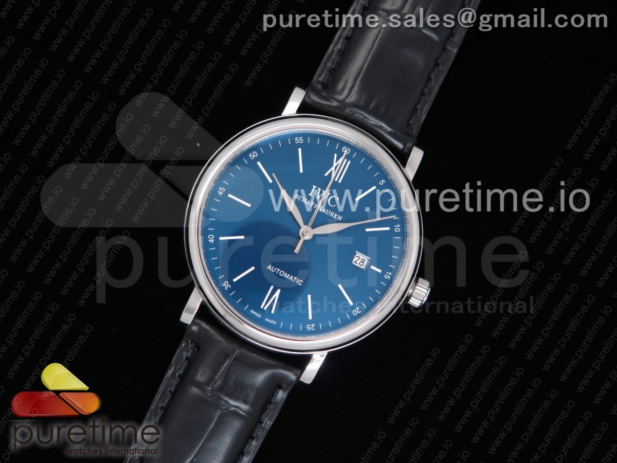 IWC 포르토피노 150주년 블루다이얼 / 가죽 Portofino Automatic Edition “150 Years” Blue Dial on Black Leather Strap MIYOTA 8215