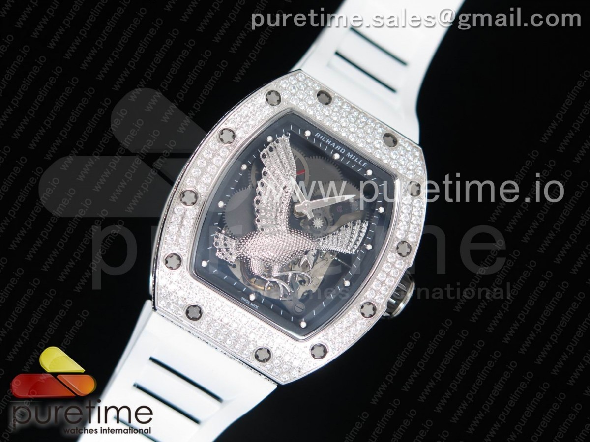 KV공장 리차드밀 RM51-01/ 러버 RM 51-01 SS Eagle Diamonds Bezel KVF Best Edition on White Rubber Strap MIYOTA8215