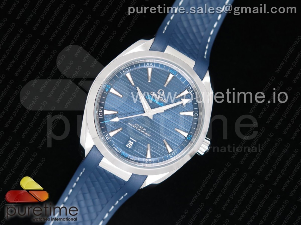 VS공장 오메가 아쿠아테라 150M  Aqua Terra 150M Master Chronometers VSF 1:1 Best Edition Deep Blue Dial Silver Hand on Deep Blue Rubber Strap A8900 Super Clone