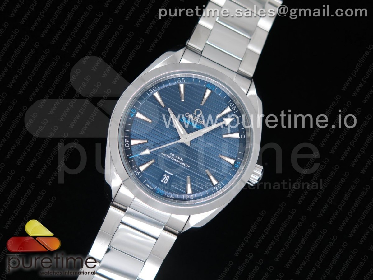 VS공장 오메가 아쿠아테라 딥블루 150M  Aqua Terra 150M Master Chronometers VSF 1:1 Best Edition Deep Blue Dial Silver Hand on SS Bracelet A8900 Super Clone