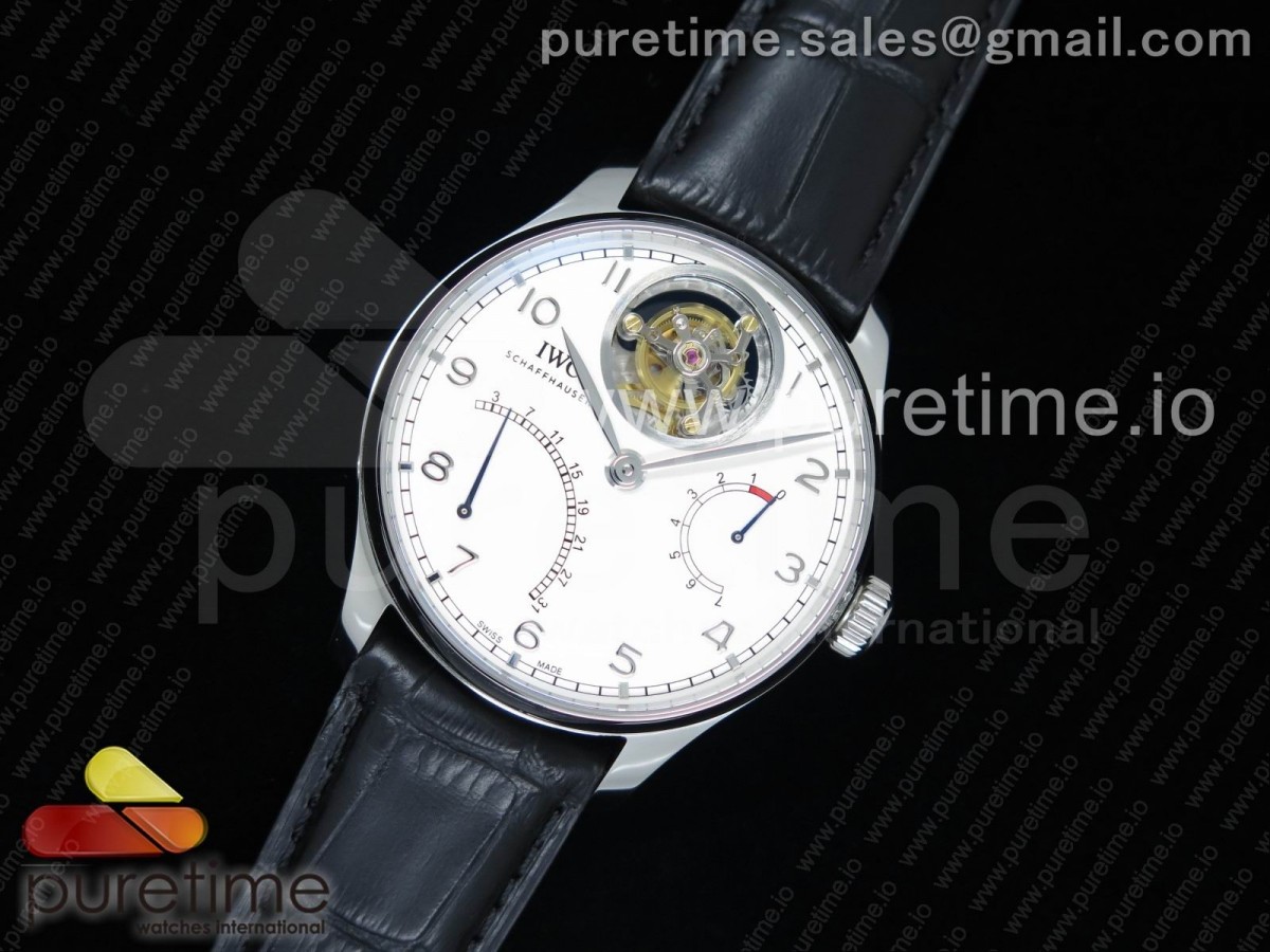 ZF공장 IWC 포르투기저 투어빌론 504602 Portuguese Tourbillon IW504602 SS ZF Best Edition White Dial on Black Leather Strap