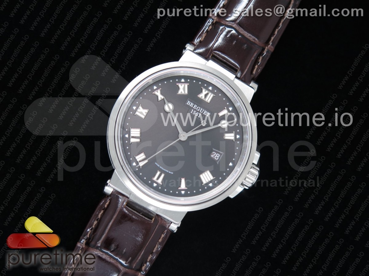 V9공장 브레게 마린 Marine 5517 SS V9F 1:1 Best Edition Brown Dial on Brown Leather Strap A23J