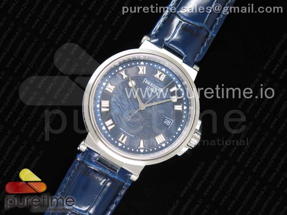 V9공장 브레게 마린 Marine 5517 SS V9F 1:1 Best Edition Blue Dial on Blue Leather Strap A23J