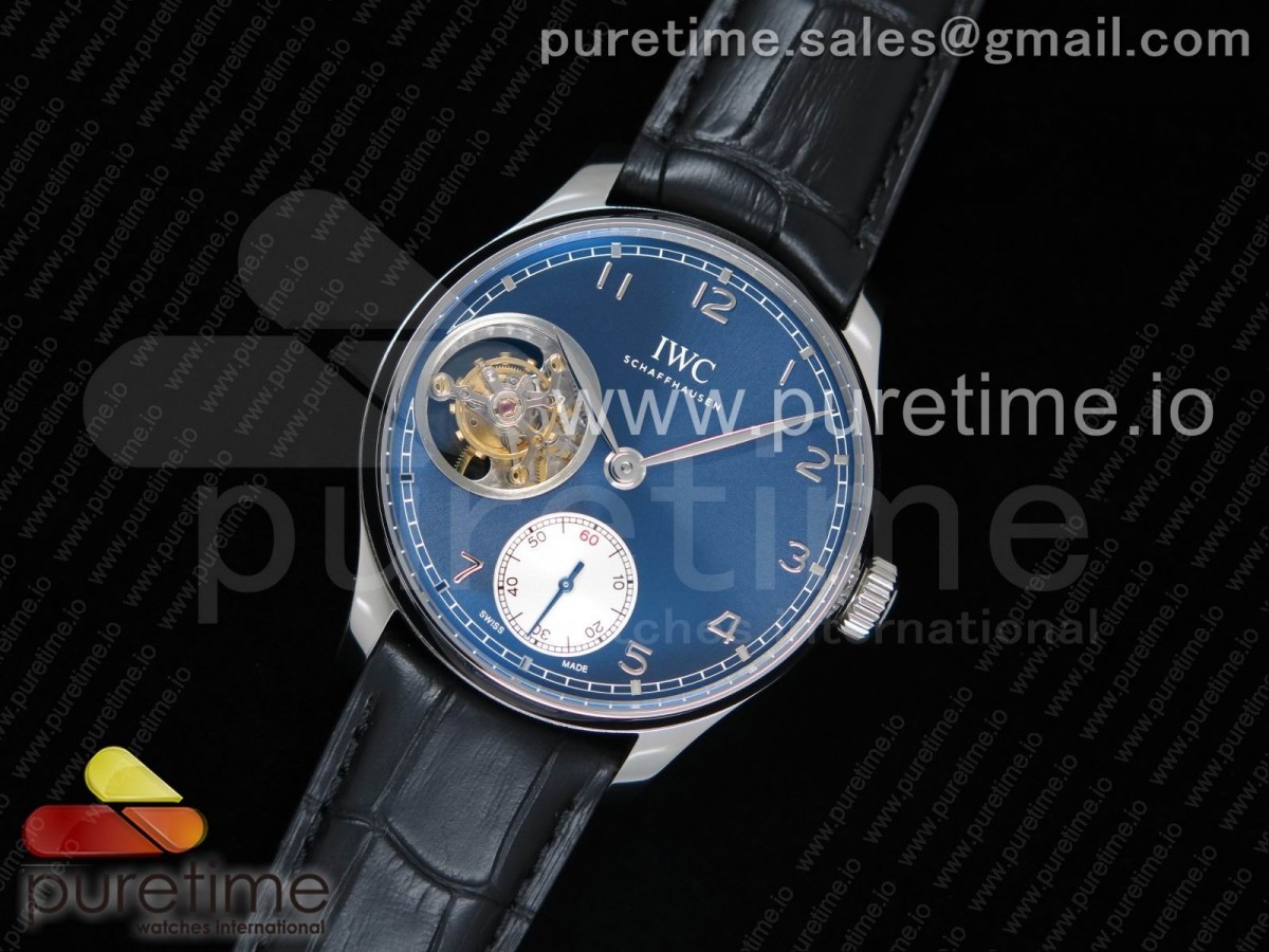ZF공장 IWC 포르투기저 투어빌론 Portuguese Tourbillon IW5463 SS ZF Best Edition Blue Dial on Black Leather Strap