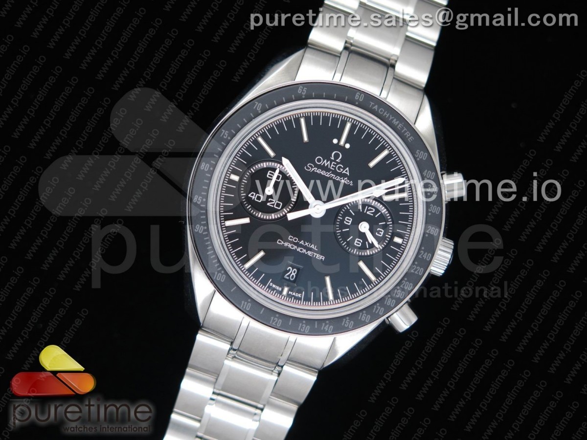 OM공장 V2 오메가 스피드마스터 문워치 블랙다이얼 화이트로고 / 브슬  Speedmaster Moonwatch Co-Axial OMF 1:1 Best Edition Black Dial White Logo on SS Bracelet A9300 (Black Balance Wheel) V2