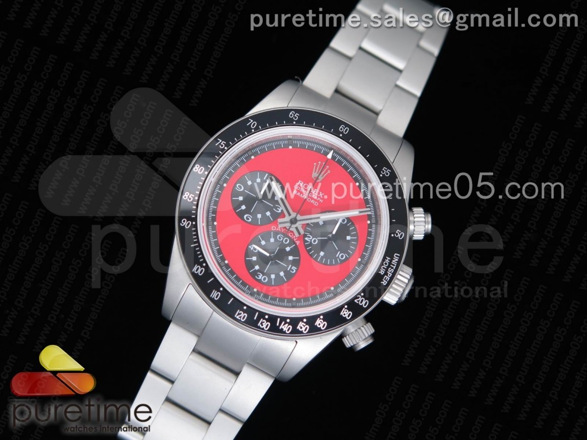 롤렉스 데이토나 뉴만 샌드 블래스티드 레드 다이얼Daytona Newman Sandblasted SS Red Dial on SS Bracelet A7750