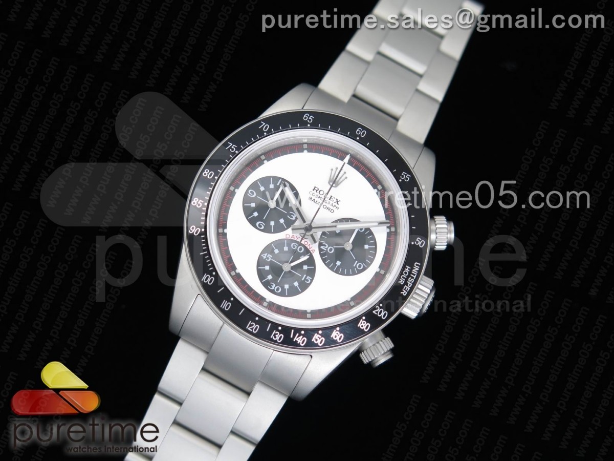 롤렉스 데이토나 뉴만 샌드 블래스티드 화이트 다이얼Daytona Newman Sandblasted SS White/Black Dial on SS Bracelet A7750